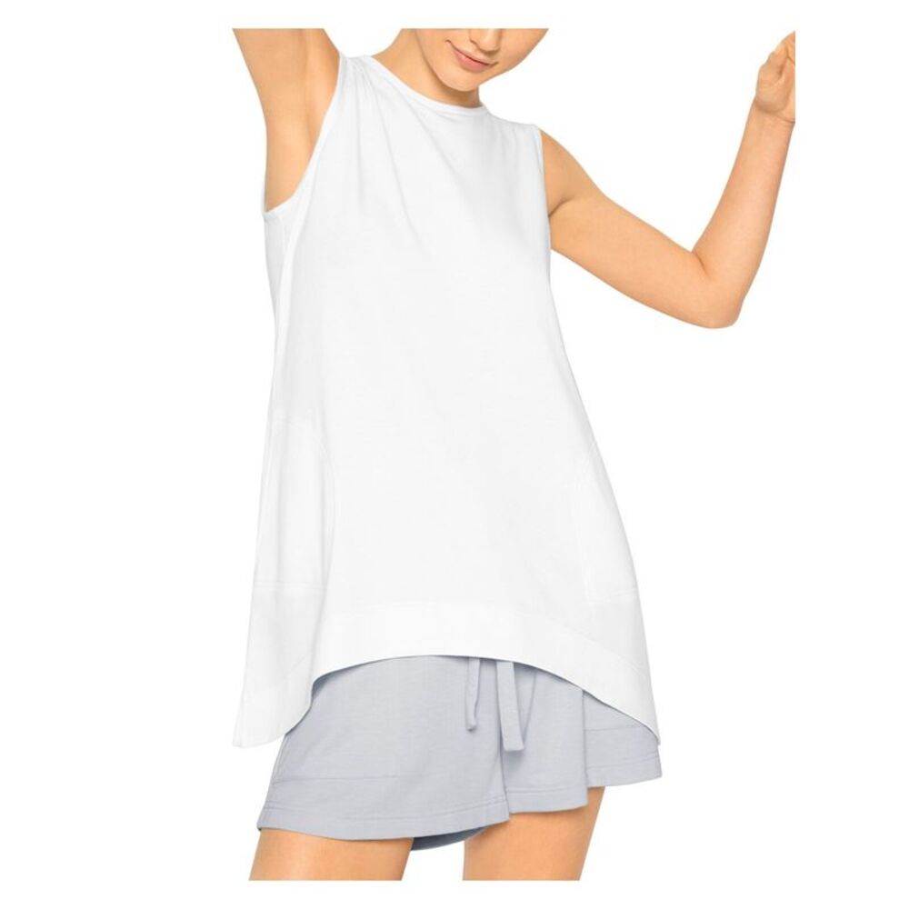 NWT B NEW YORK Womens White Back Handkerchief Hem Sleeveless Tunic Top S